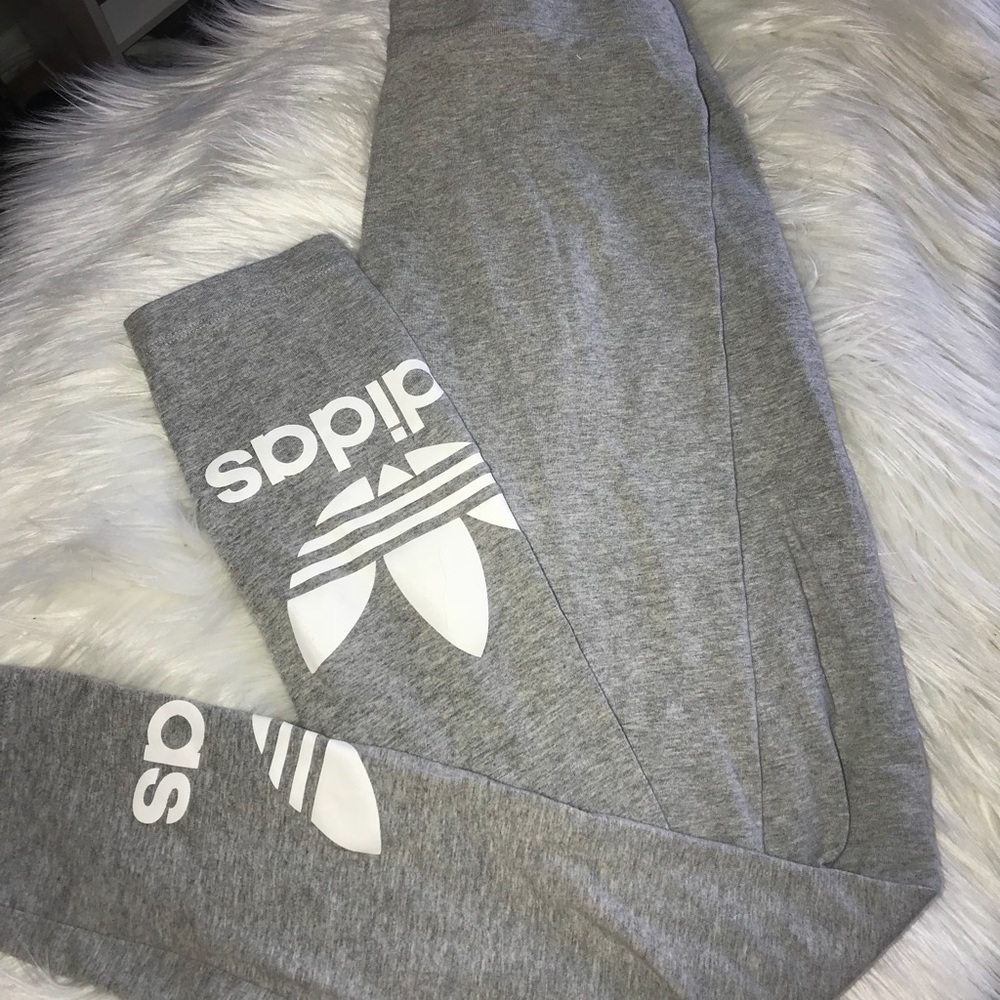 Adidas trefoil grey leggings